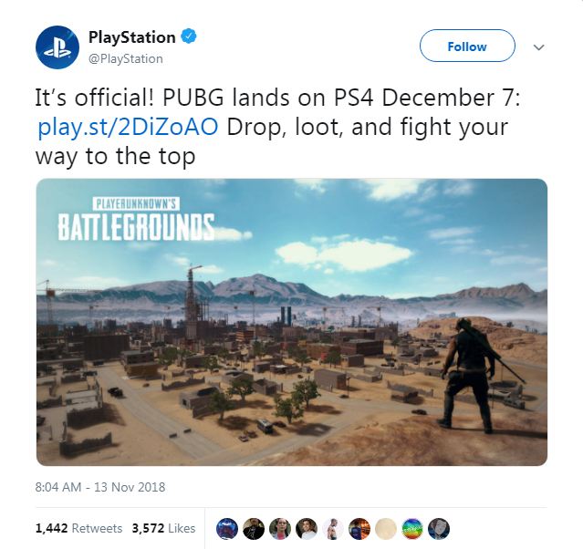 Playstation on twitter twitted about its release on 7th december