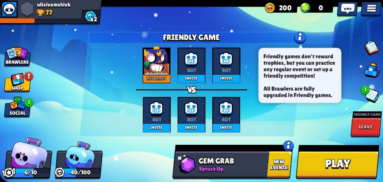 Friendly Game or Team Up in Brawl Stars